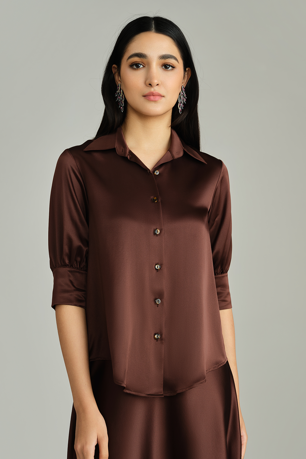 Espresso Silk Short-Sleeved Shirt