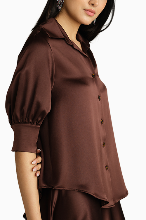 Espresso Silk Short-Sleeved Shirt