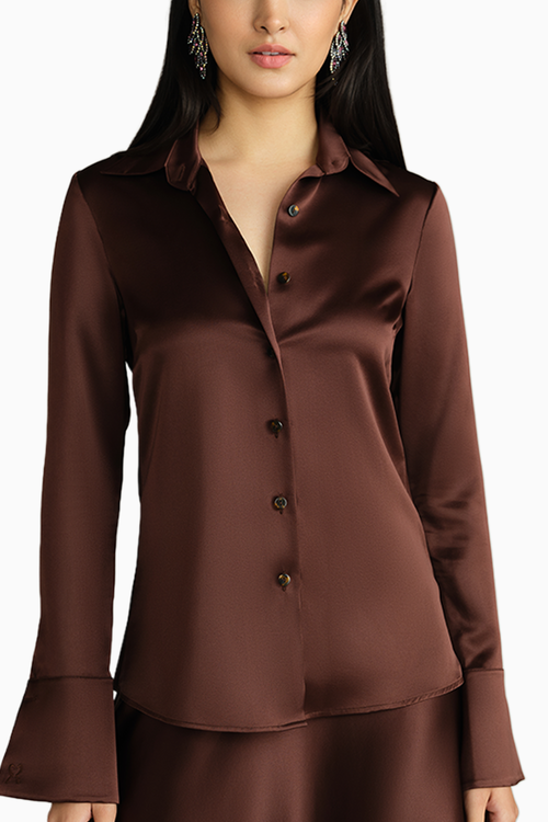 Espresso Silk Long-Sleeved Shirt