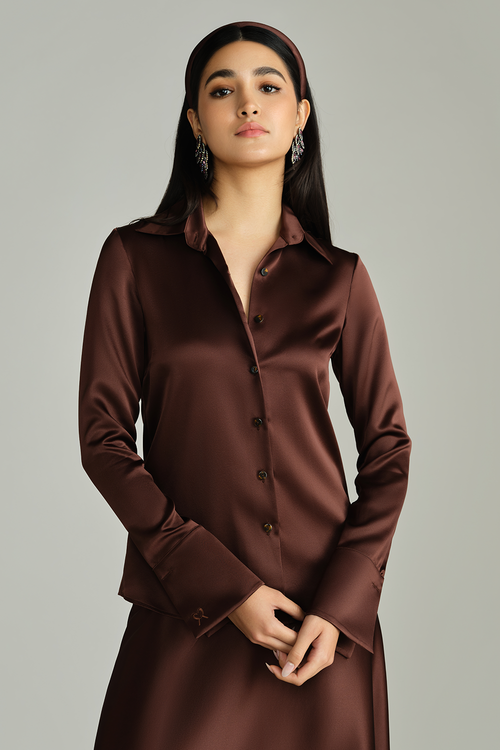 Espresso Silk Long-Sleeved Shirt
