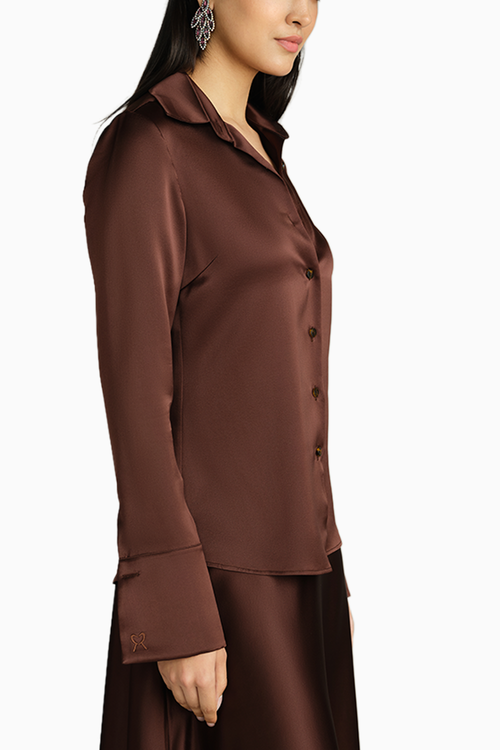 Espresso Silk Long-Sleeved Shirt