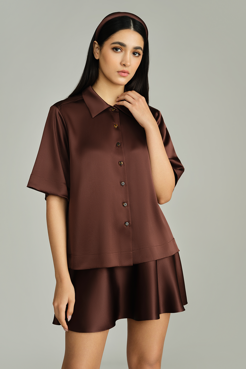 Espresso Silk Bowling Shirt