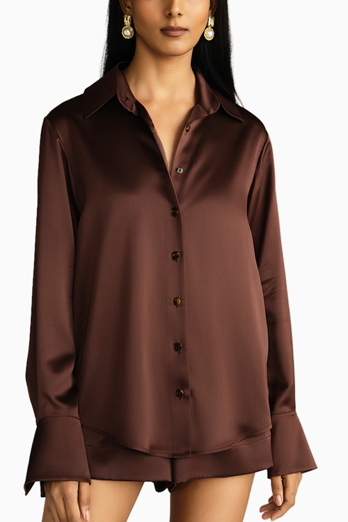Espresso Silk Oversized Shirt