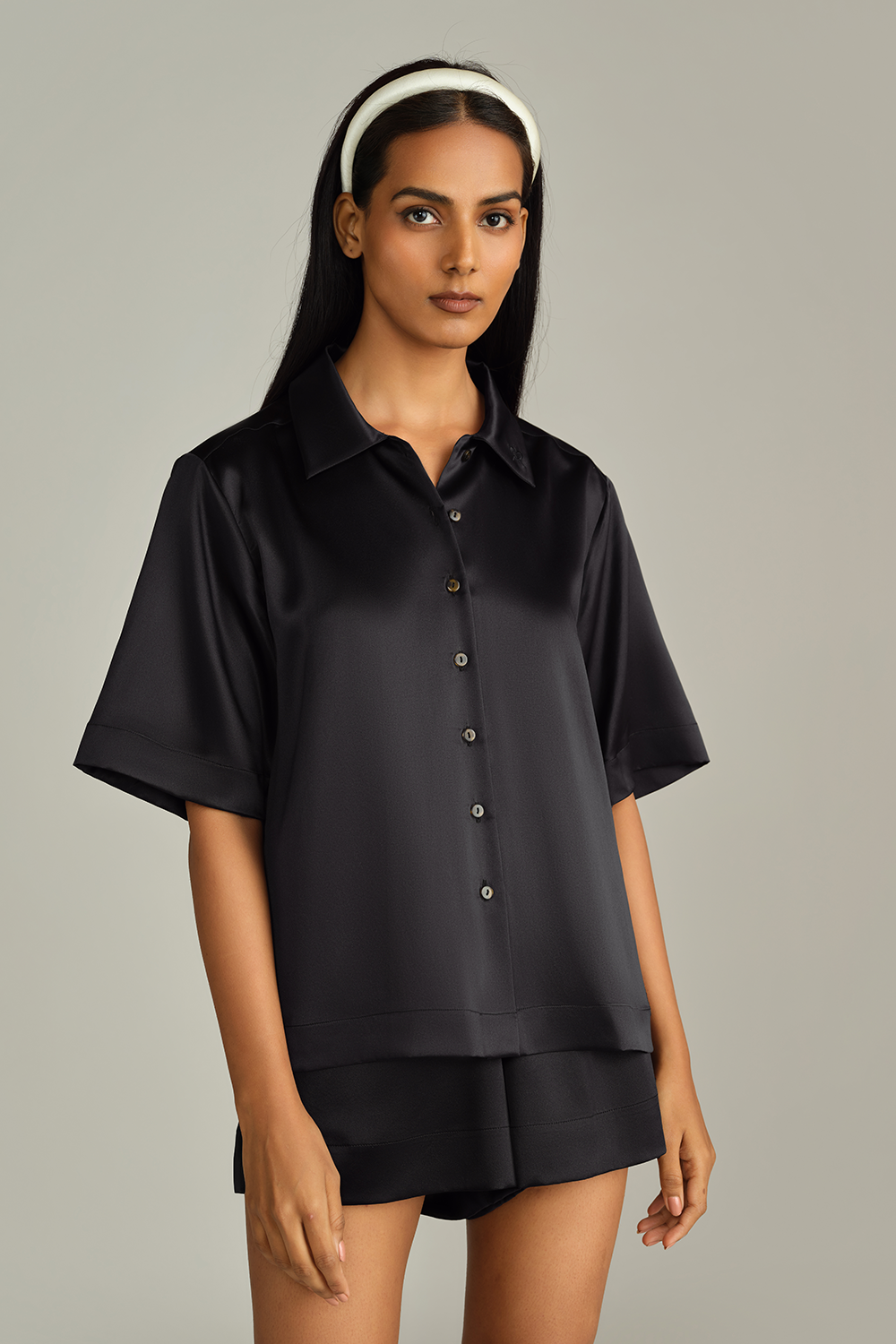 Black Silk Bowling Shirt