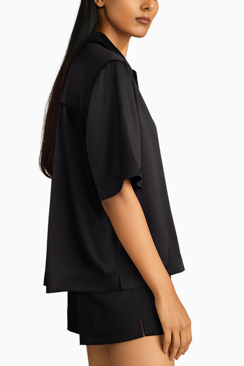 Black Silk Bowling Shirt