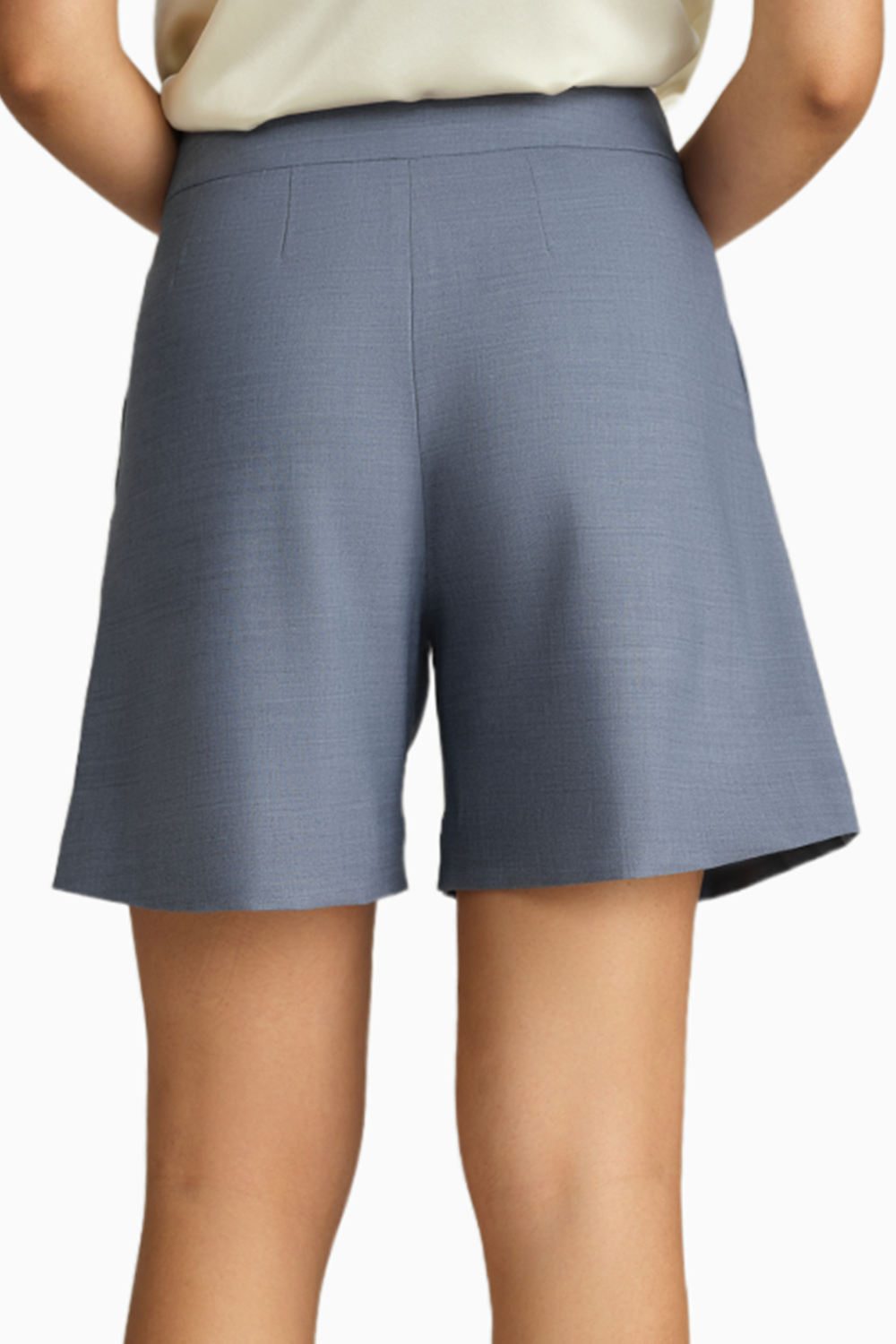 Blue Suiting Pleated Shorts