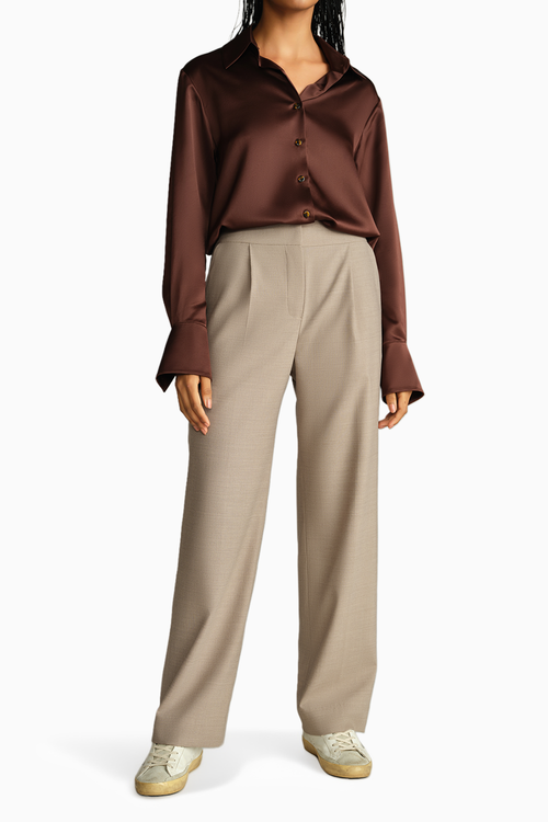 Tobacco Suiting Pleated Trousers