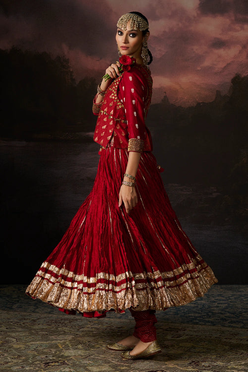 Ruhi Deep Red Lehanga