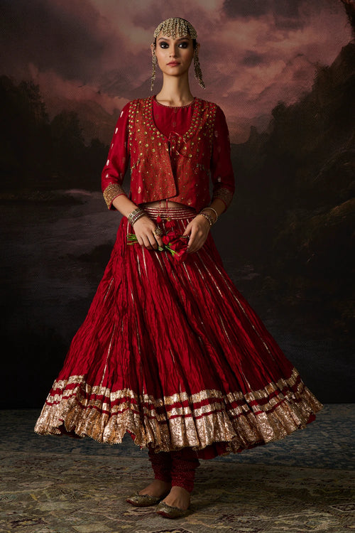 Ruhi Deep Red Lehanga
