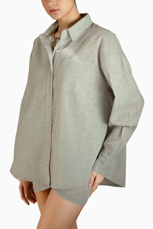 Grey Oversized Shirt with Wrap Skirt