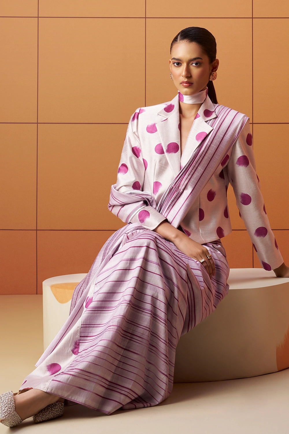 Ruhani Printed Blazer Saree