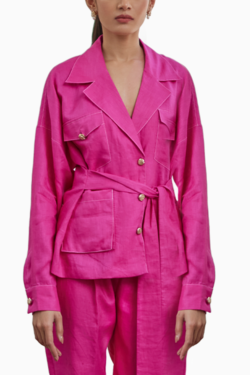 Rani Pink Linen Safari Set