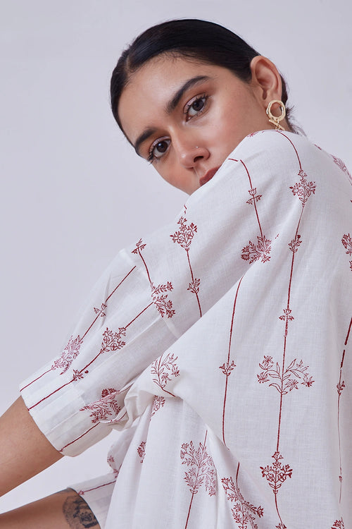 Ratan Red Hand Printed Tunic
