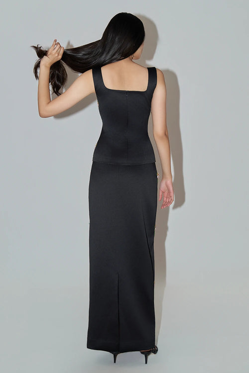 Black Embellished Floral Co-ord Set