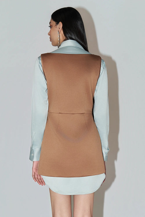 Embellished Brown Mini Dress Set