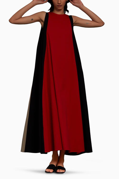 Red Colour Block Dress
