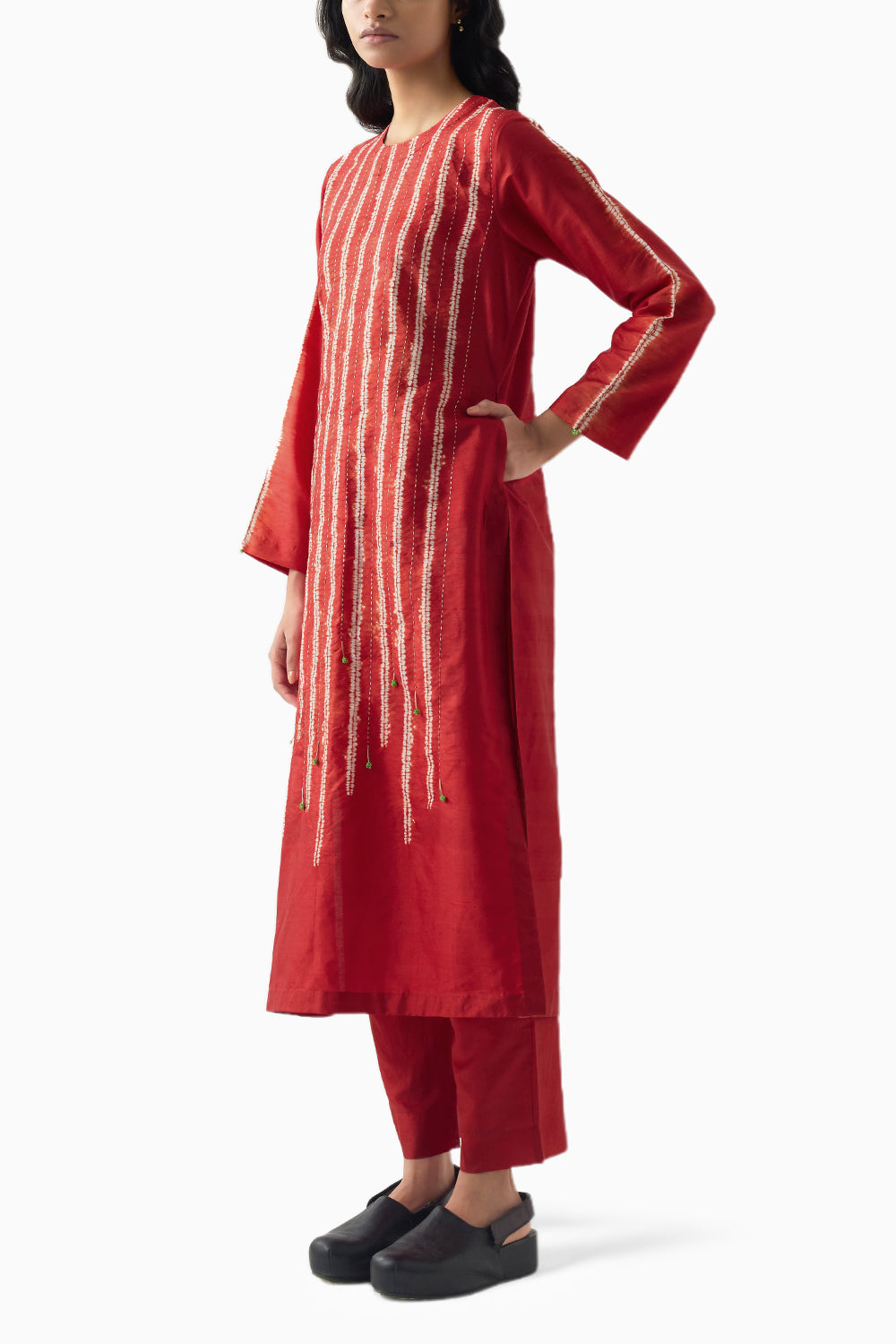 Red Native Metal Kurta