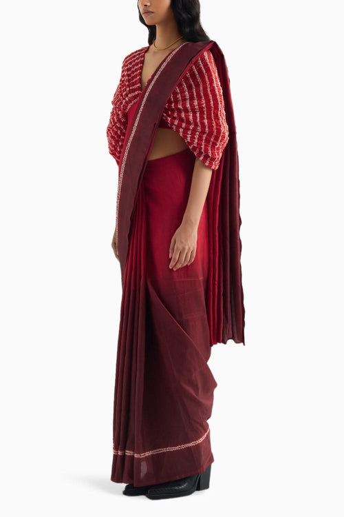 Red Ombre Noble Saree