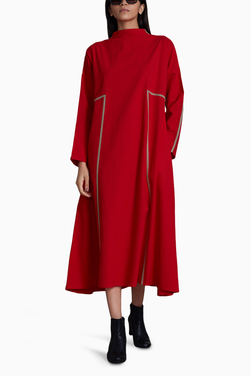 Red Piping Dress