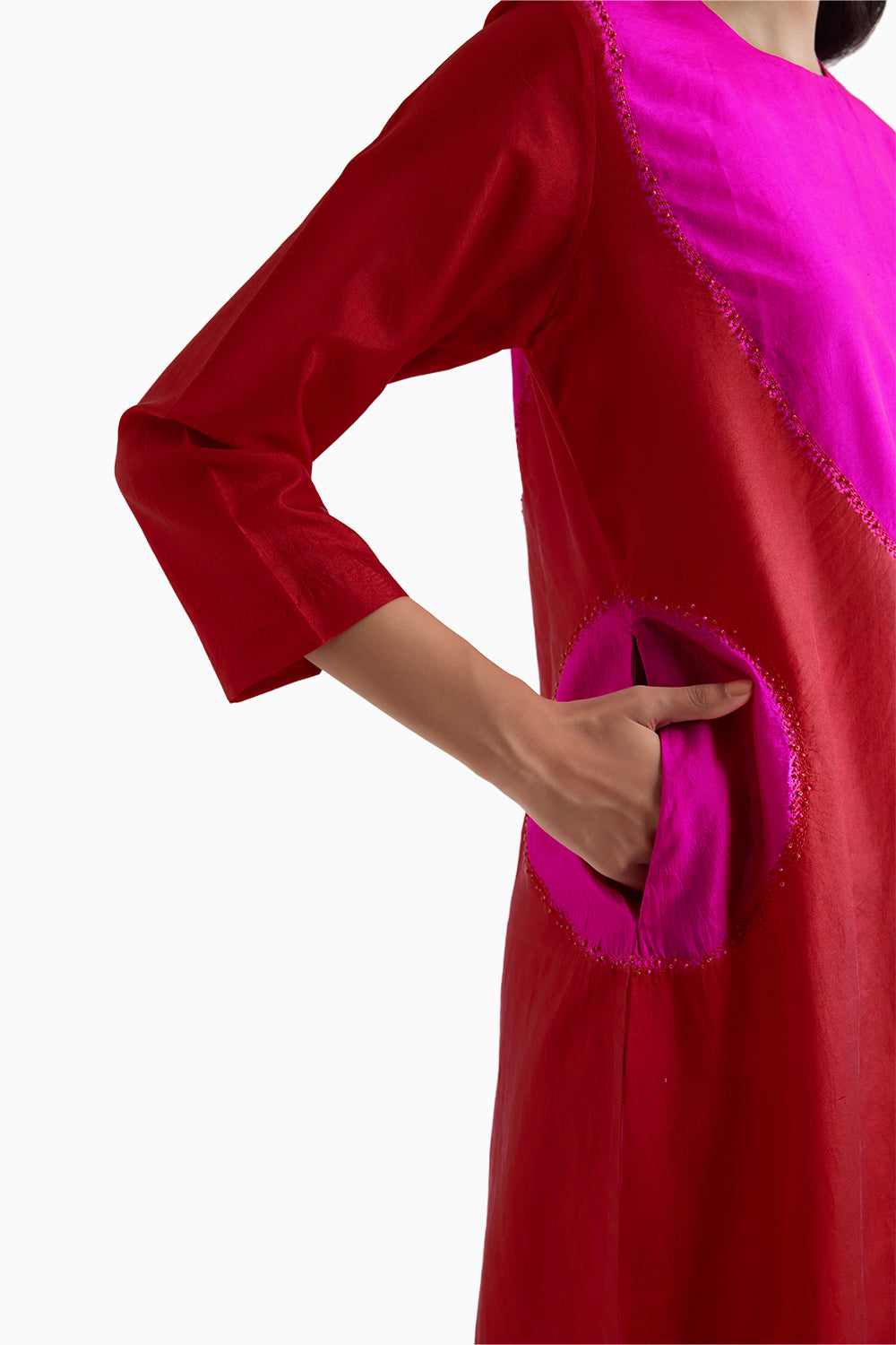 Rani and Red Welders Kurta