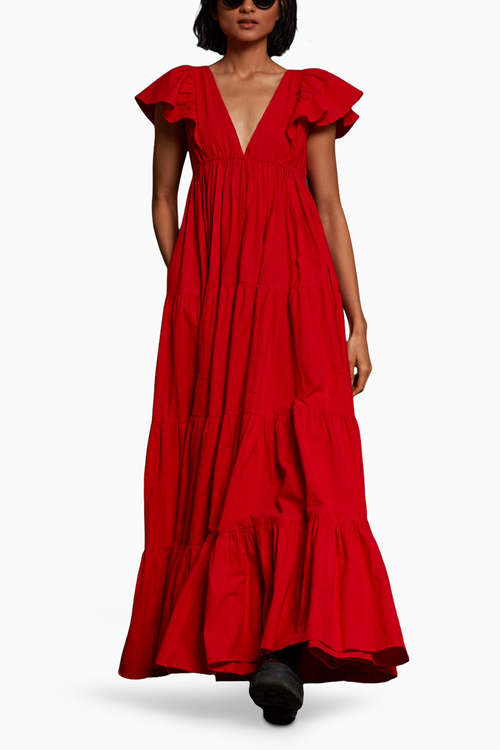 Red Tiered Gown