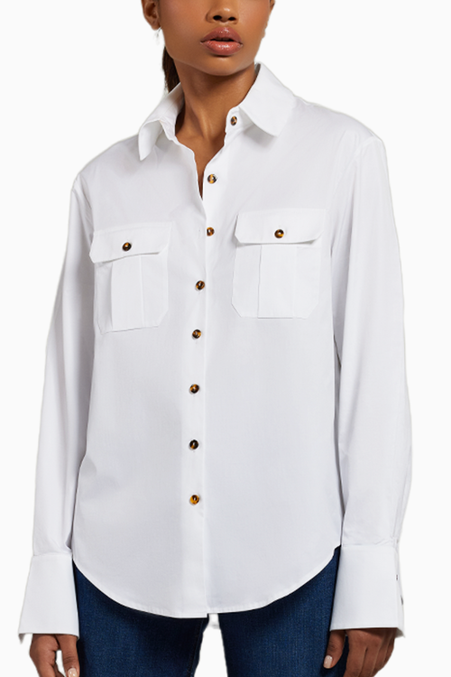 White Egyptian Cotton Oversized Long-Sleeved Shirt