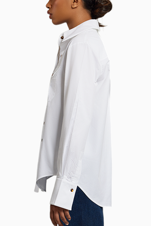 White Egyptian Cotton Oversized Long-Sleeved Shirt