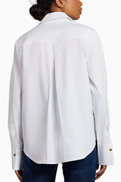 White Egyptian Cotton Oversized Long-Sleeved Shirt
