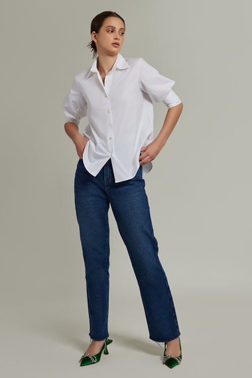 White Egyptian Cotton Short-Sleeved Shirt