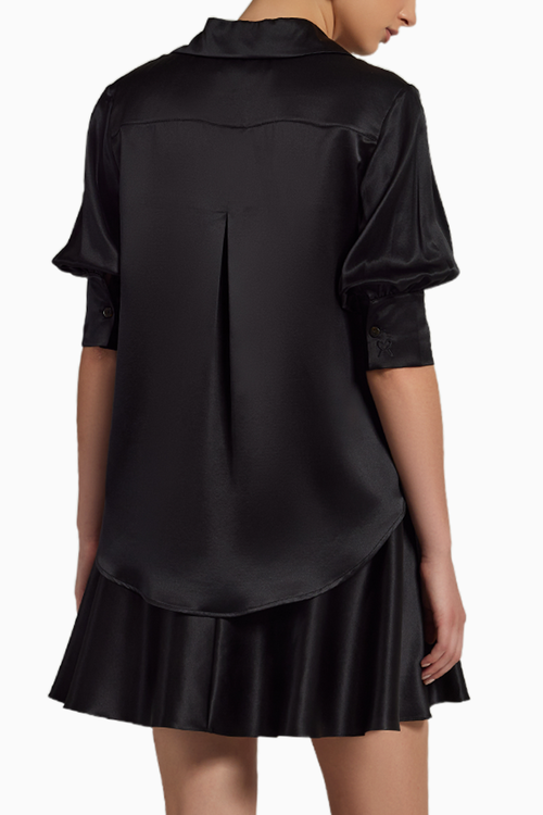 Black Silk Short-Sleeved Shirt
