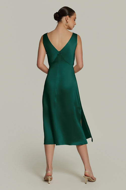 Emerald Silk Slip Dress