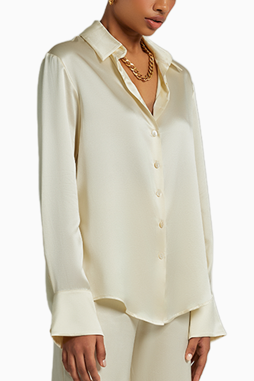 Cream Silk Oversized Shirt