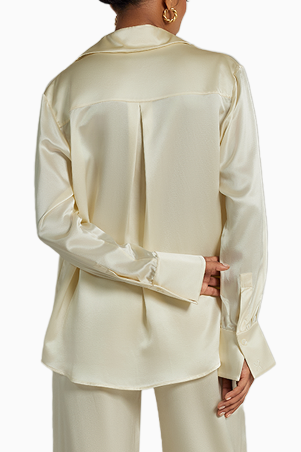 Cream Silk Oversized Shirt