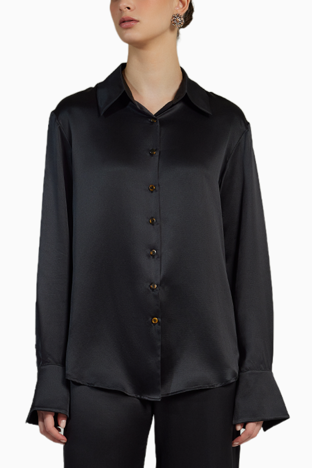 Black Silk Oversized Shirt