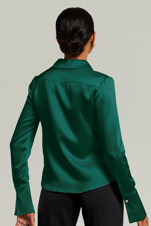 Emerald Silk Long-Sleeved Shirt