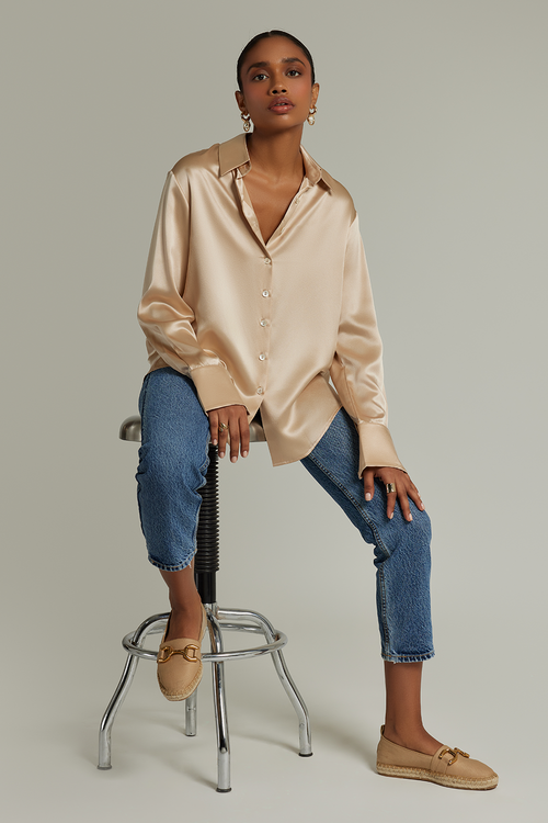 Champagne Silk Oversized Shirt