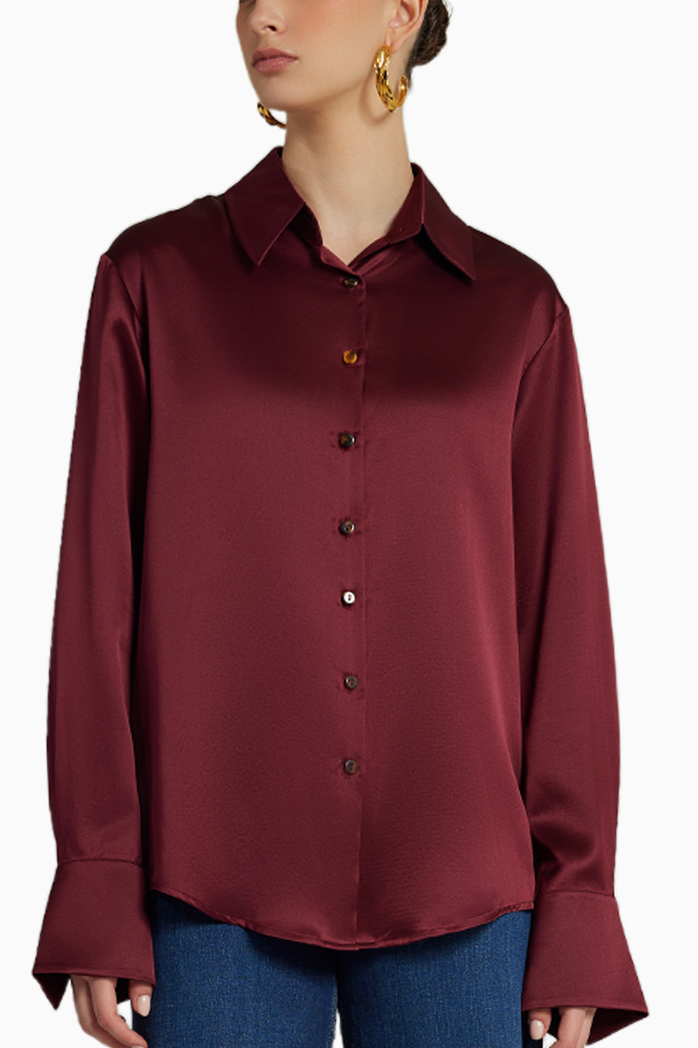 Burgundy Silk Oversized Shirt
