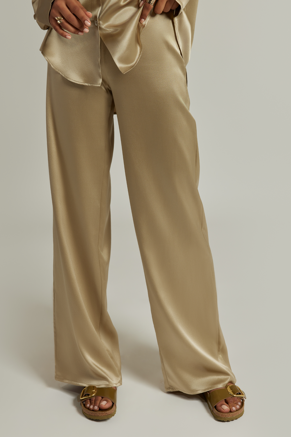 Olive Silk Trousers