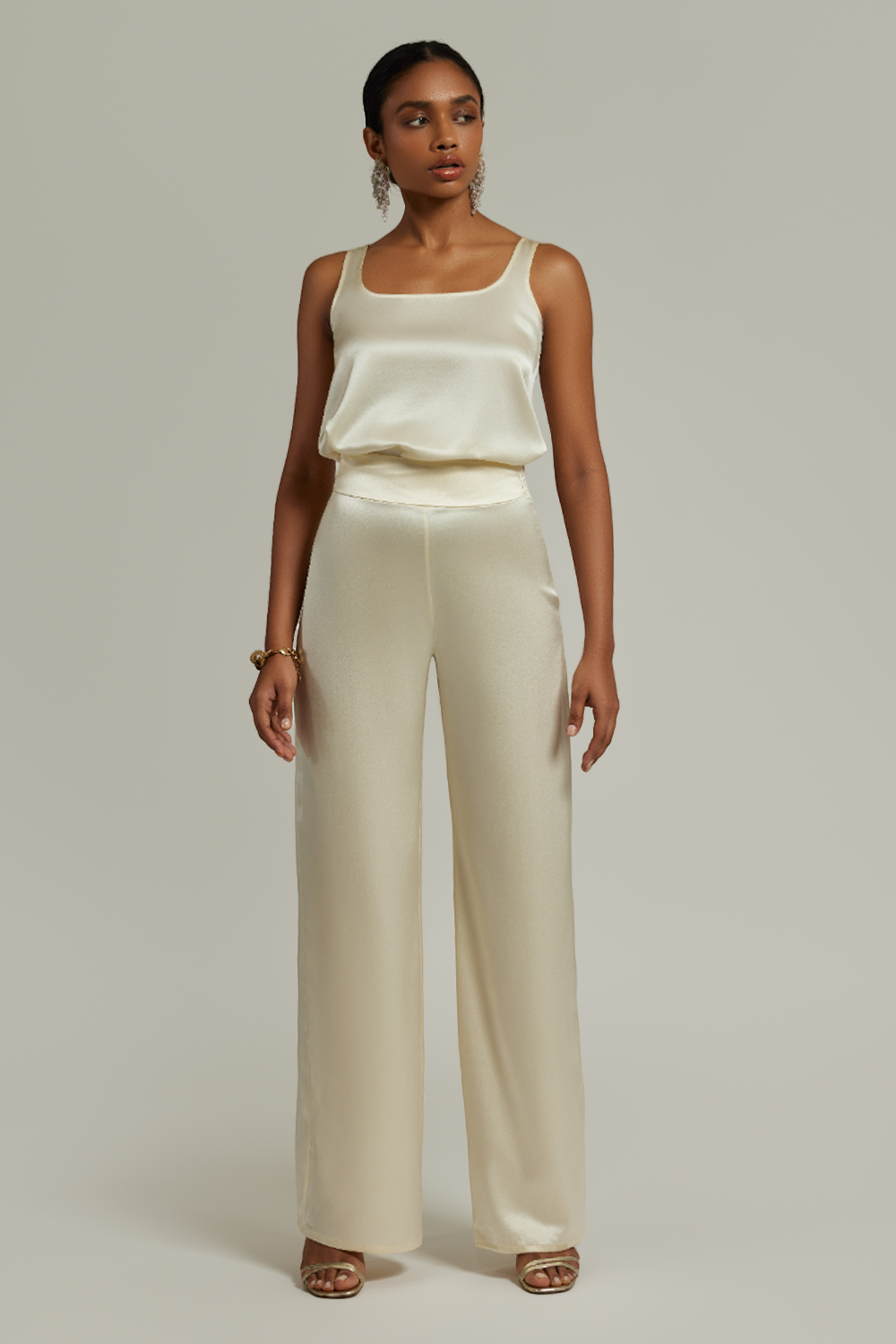 Cream Silk Trousers