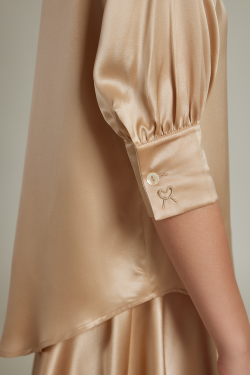 Champagne Silk Short-Sleeved Shirt