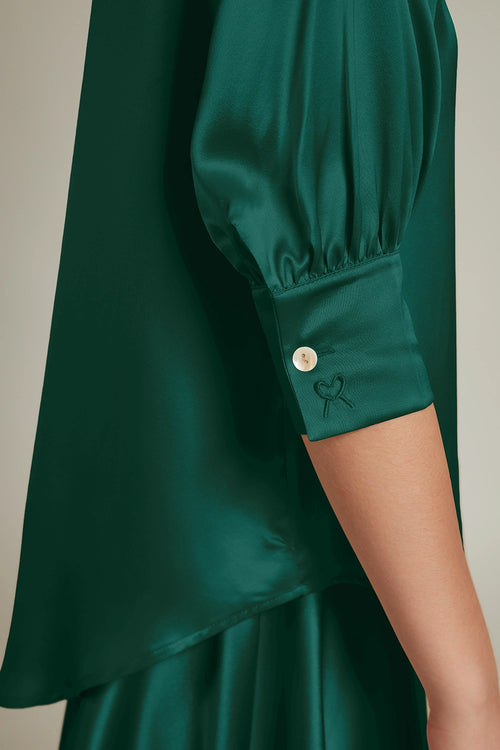 Emerald Silk Short-Sleeved Shirt