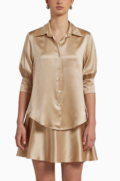 Champagne Silk Short-Sleeved Shirt