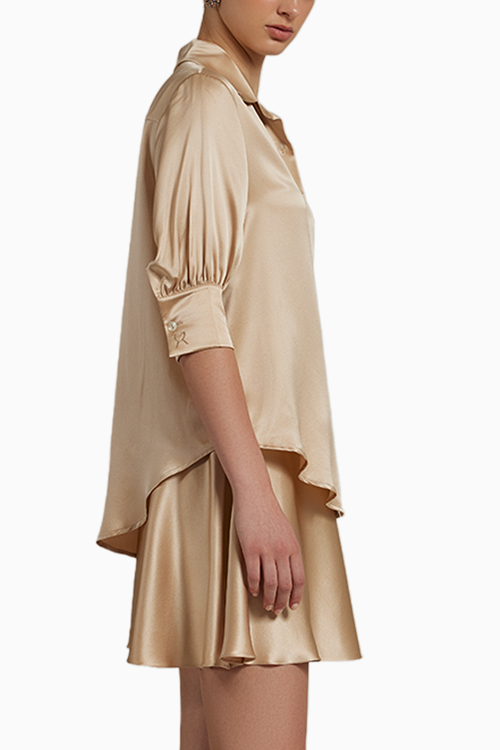 Champagne Silk Short-Sleeved Shirt