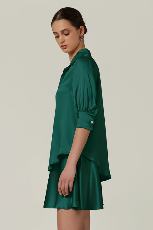 Emerald Silk Short-Sleeved Shirt