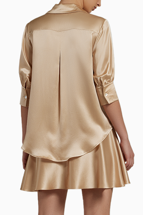 Champagne Silk Short-Sleeved Shirt