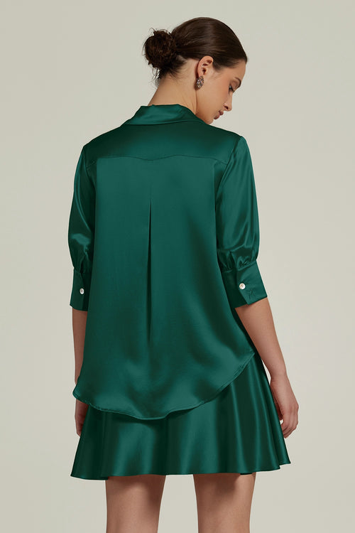 Emerald Silk Short-Sleeved Shirt