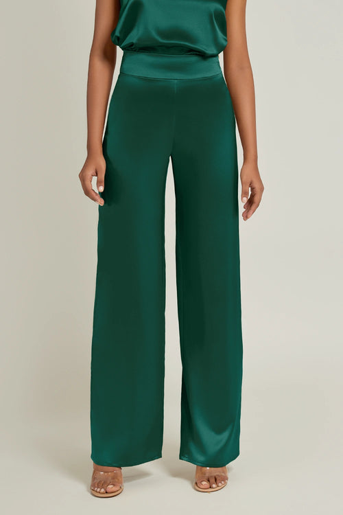 Emerald Silk Trousers