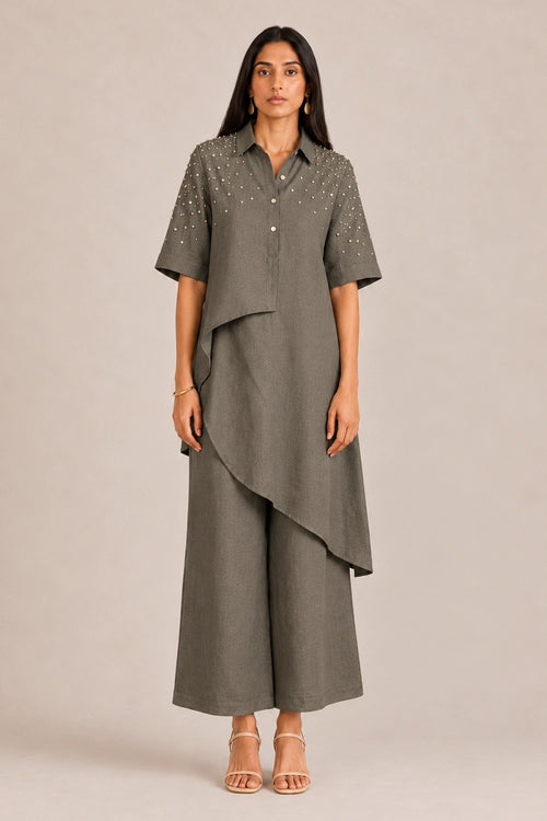 Dark Cement  Rhinestone Opus Co-ord Set