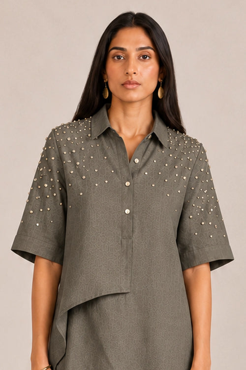 Dark Cement  Rhinestone Opus Co-ord Set