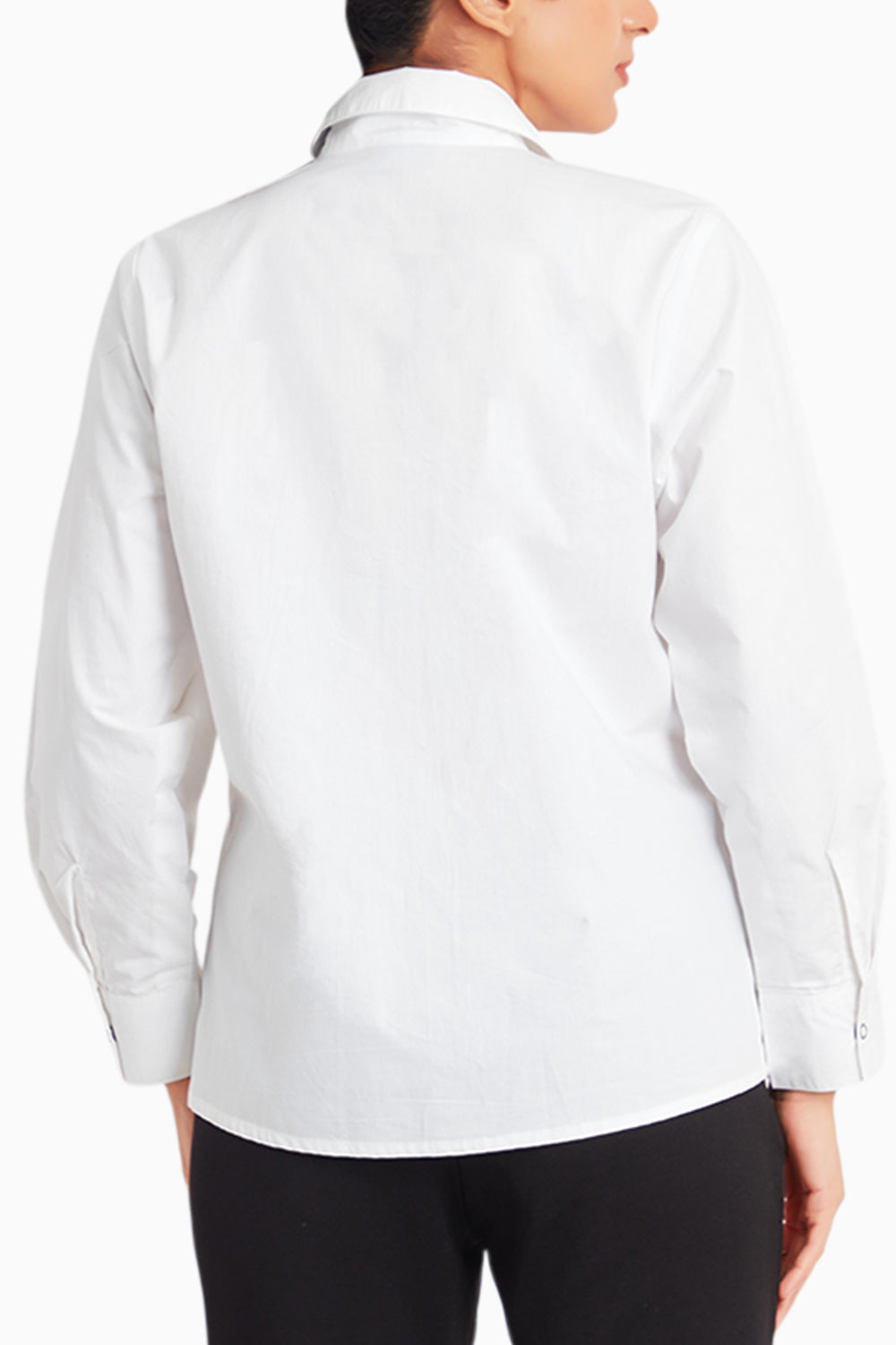 White Comfort Fit Cotton Shirt With Embroidery